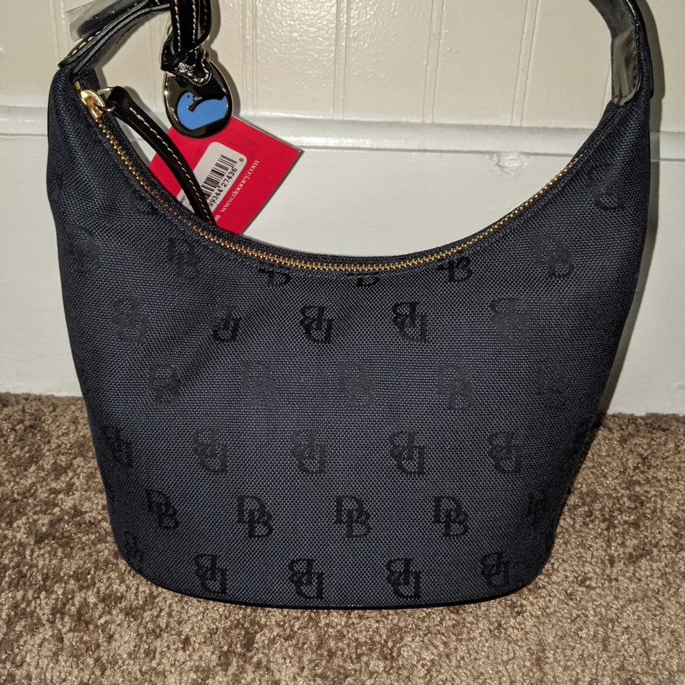 Dooney and Bourke Black Logo Bucket Bag